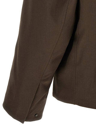 Brown Wool Full-Length Jacket