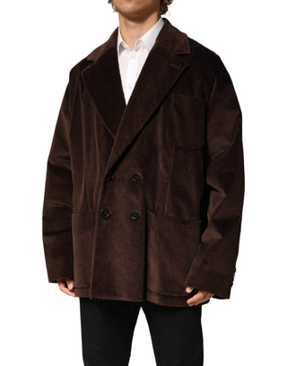 Brown Double Breasted Corduroy Blazer Jacket