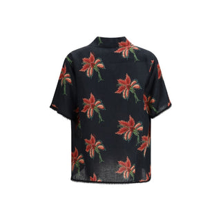 Black Linen Pattern Shirt