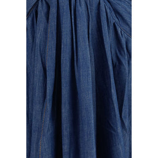 Blue Cotton Casual Dress