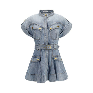 Blue Cotton Casual Dress
