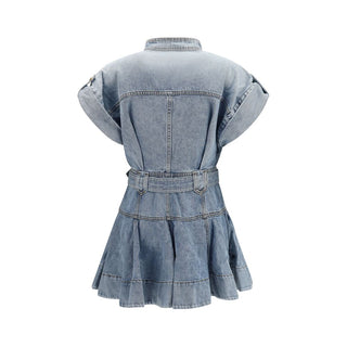 Blue Cotton Casual Dress
