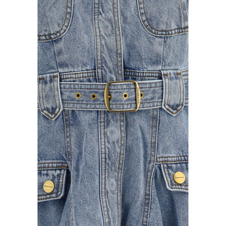 Blue Cotton Casual Dress