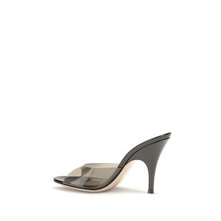 Black Polyurethane Sandals