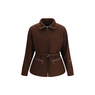 Brown Polyester Full-Length Jacket