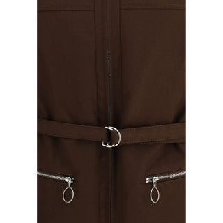 Brown Polyester Full-Length Jacket