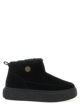 Black Polyester Ankle Boots
