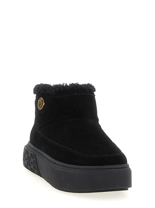 Black Polyester Ankle Boots