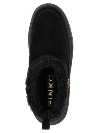 Black Polyester Ankle Boots