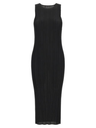 Black Polyester Midi Dress