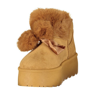 Brown Polyurethane Women's Bootie