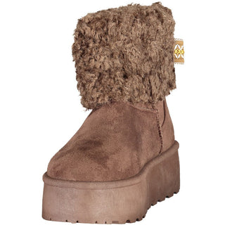 Brown Polyurethane Women's Ankle Boot