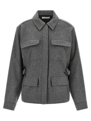 Gray Virgin Wool Full-Length Jacket