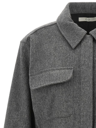 Gray Virgin Wool Full-Length Jacket