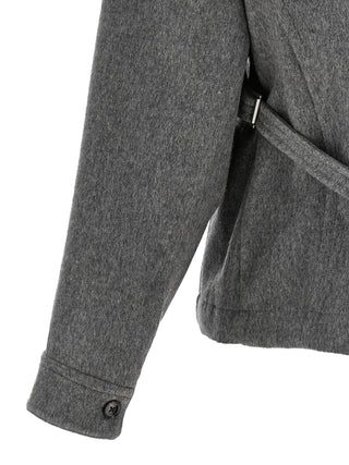 Gray Virgin Wool Full-Length Jacket