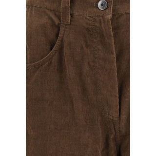 Brown Cotton Casual Pants