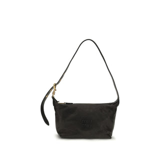 Black Suede Leather Shoulder Bag