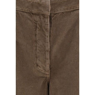 Brown Cotton Casual Pants