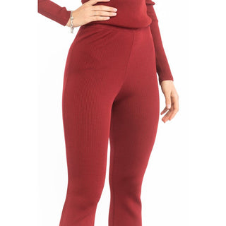 Red Viscose Casual Pants