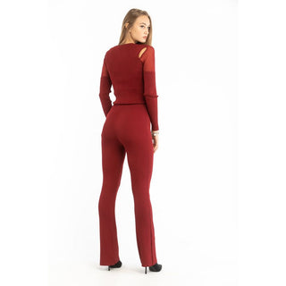 Red Viscose Casual Pants