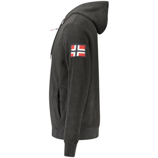 Black Polyester Mens Sweatshirt with Hood