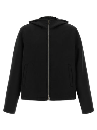 Black Virgin Wool Full-Length Jacket