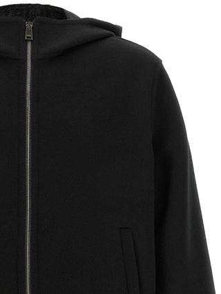 Black Virgin Wool Full-Length Jacket