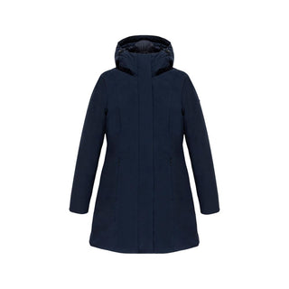 Blue Polyester Full-Length Jacket