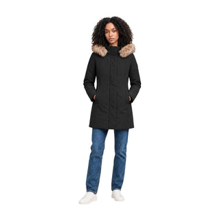 Black Polyester Full-Length Jacket