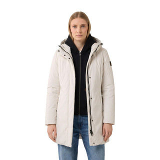 Cream Polyester Full-Length Jacket