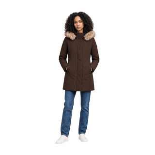 Brown Polyester Full-Length Jacket