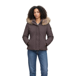 Brown Polyester Full-Length Jacket