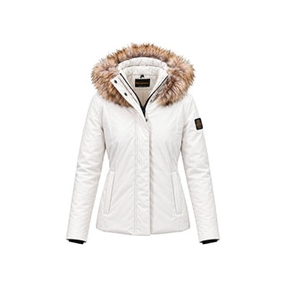 Cream Polyester Full-Length Jacket