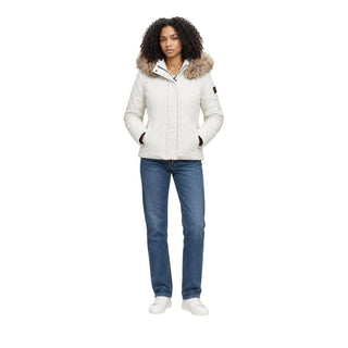 Cream Polyester Full-Length Jacket