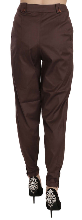 Pantalones formales cónicos de cintura alta marrones