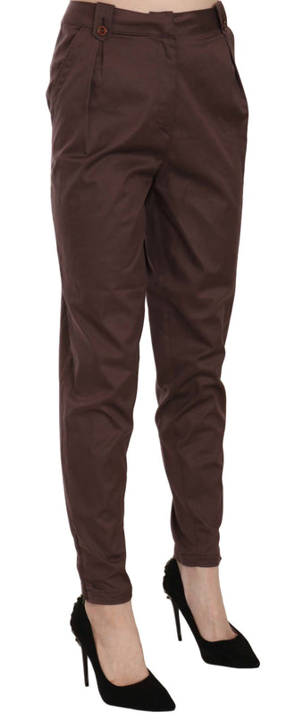 Pantalones formales cónicos de cintura alta marrones