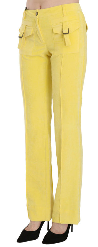 Gelbe Cordhose mit geradem Schnitt und mittlerer Bundhöhe