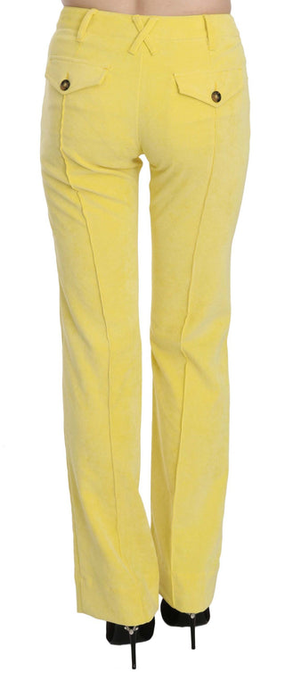 Gelbe Cordhose mit geradem Schnitt und mittlerer Bundhöhe