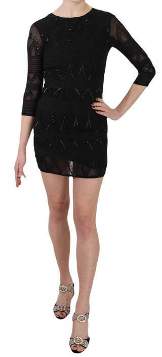 Schwarzes Pailletten-Minikleid aus Seide