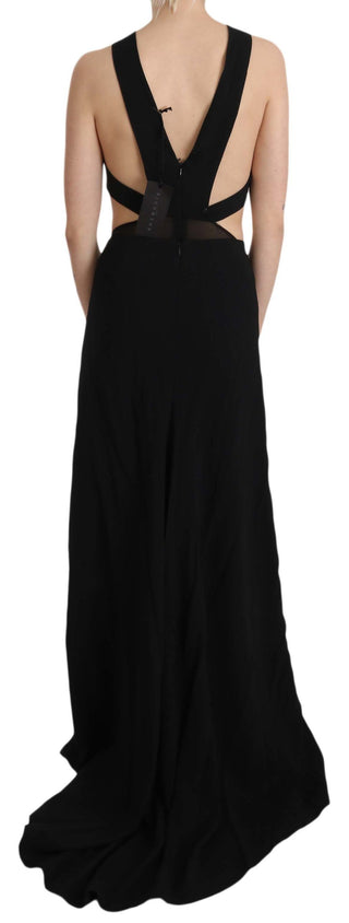 Schwarzes Kristall-Leder-Abendkleid