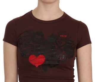 Brown Hearts Kurzarm Freizeit T-Shirt Oberteil