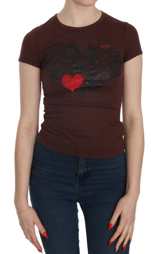 Brown Hearts Kurzarm Freizeit T-Shirt Oberteil
