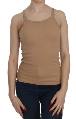 Blusa sin mangas de tirantes espagueti beige