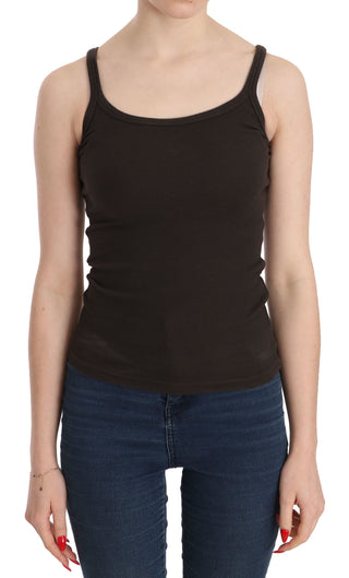 Blusa sin mangas de tirantes espagueti marrón oscuro