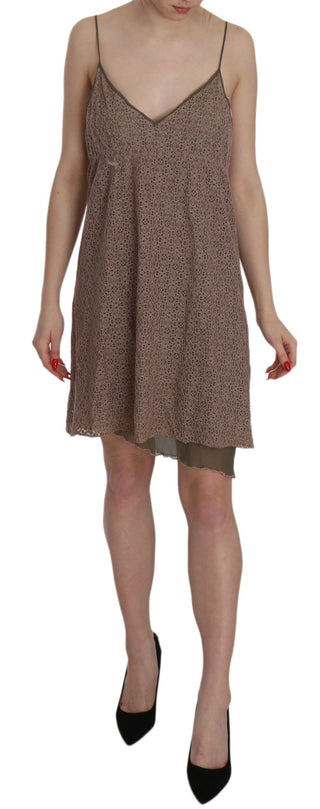 Vestido mini de línea A de tirantes espagueti de algodón verde