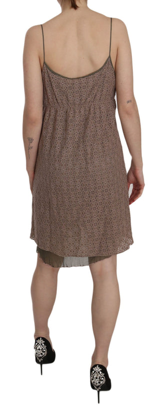 Cotton Green Spaghetti Strap A-line Mini Dress