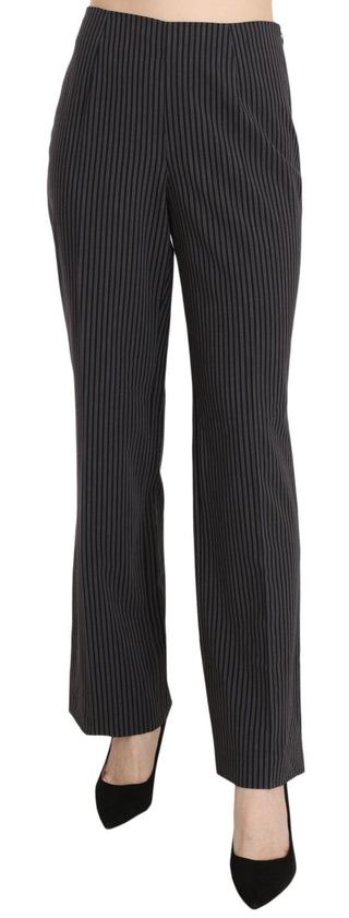 Pantalones de vestido de algodón negro a rayas
