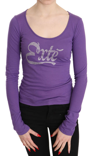 Lila Exte Langarm-Oberteil/Bluse mit Kristallbesatz
