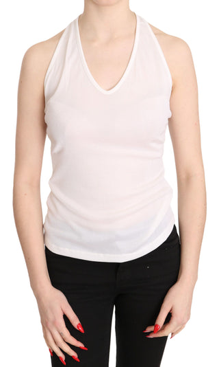 Blusa sin mangas de tirantes de algodón blanca