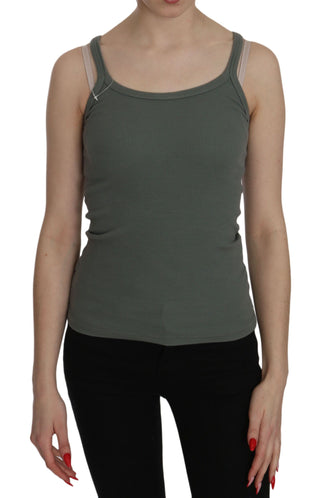 Blusa sin mangas de tirantes espagueti de ajuste delgado verde